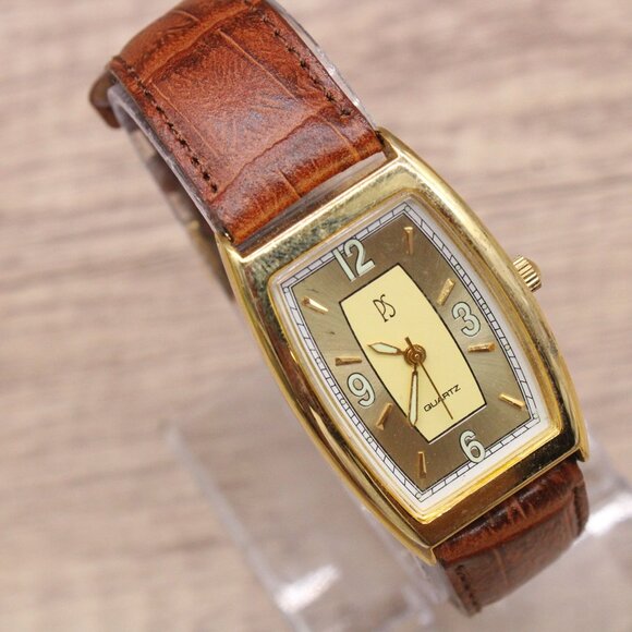Vintage Paul Sebastian Watch Mens Gold Tone Stainless Steel Classic Leather Band - Picture 4 of 9